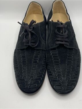 Opening Ceremony Black Suede Derby Shoes Men's 9 Woven Minimalist Quiet Luxury